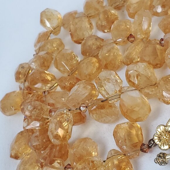Gorgeous Pear Shaped Yellow Citrine Stone Necklace - Picture 7 of 8